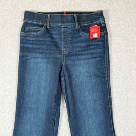 Spanx Women Flare Jeans Small Petite Midnight Shade Indigo Blue Boho Western NWT - Picture 4 of 11